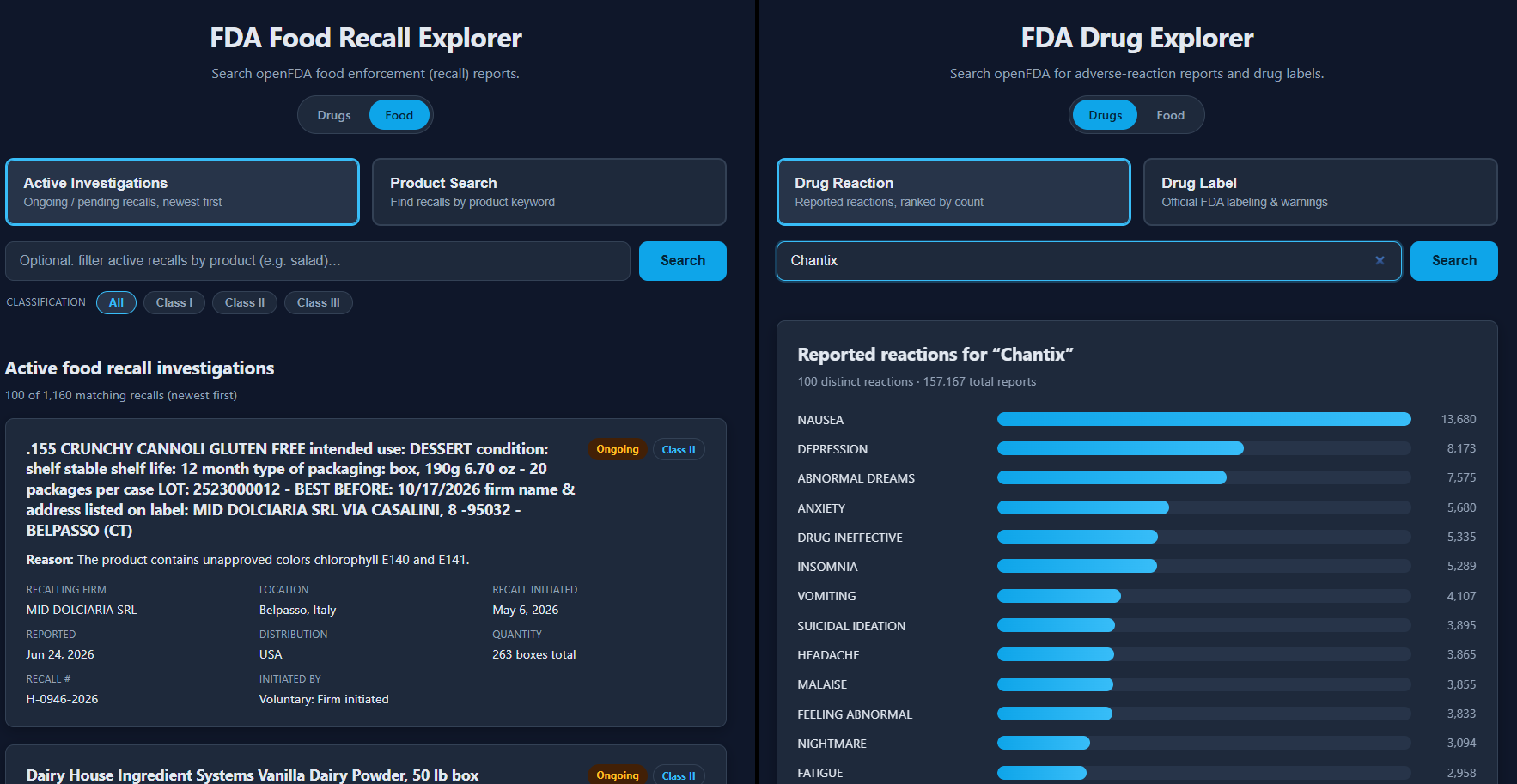 FDA Food & Drug Explorer