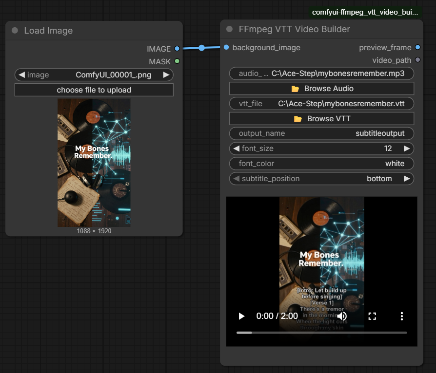 ComfyUI FFmpeg VTT Video Builder screenshot